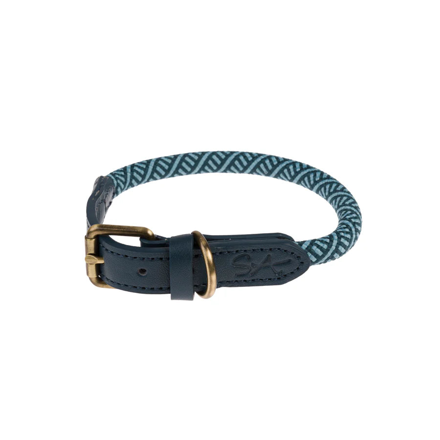 Sophie Allport Small Rope Dog Collar Teal