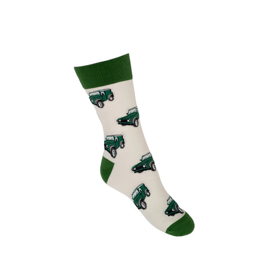 Country Moos Green Land Rover Crew Socks