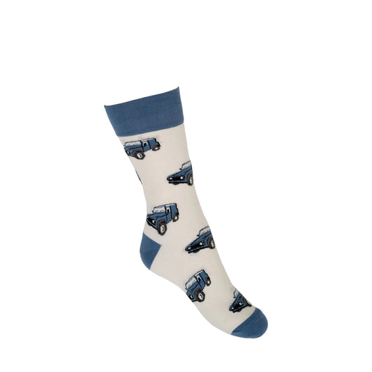 Country Moos Blue Land Rover Crew Socks